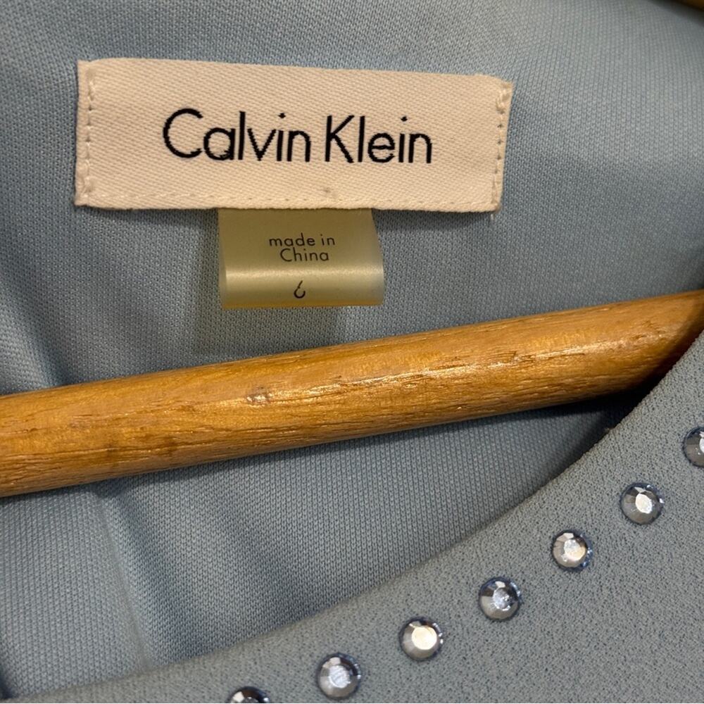 Calvin Klein Women's Cape Sheeth Flutter Sleeve Midi Dress Powder Blue Size 6 - Picture 9 of 11